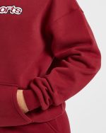 AYBL Sports Outline Oversized Hoodie - Burgundy - Image 6