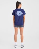 AYBL Sports Club Script Oversized T Shirt - Navy - Image 4