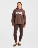 Varsity Oversized Knitted Hoodie - Brown - Image 3