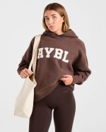 Varsity Oversized Knitted Hoodie - Brown - Image 8