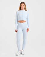 Sculpt Wrap Zip Up Jacket - Iced Blue - Image 3