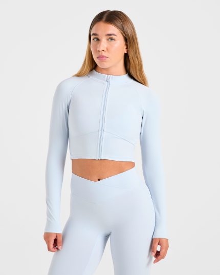 Sculpt Wrap Zip Up Jacket - Iced Blue