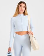 Sculpt Wrap Zip Up Jacket - Iced Blue - Image 7