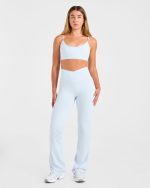 Sculpt Wrap Flared Leggings - Iced Blue - Image 3