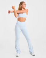 Sculpt Wrap Flared Leggings - Iced Blue - Image 8