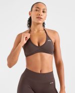 Adapt Seamless Strappy Sports Bra - Brown - Image 8