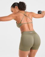 Adapt Seamless Strappy Sports Bra - Muted Olive - Image 7