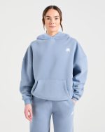 Retro Athletics Oversized Hoodie - Vintage Blue - Image 2