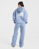 Retro Athletics Oversized Hoodie - Vintage Blue - Image 3