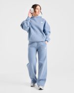 Retro Athletics Oversized Straight Leg Joggers - Vintage Blue - Image 8