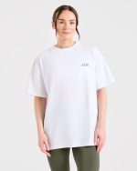 Power Lifting Illustration T Shirt - White/Green - Image 2