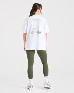 Power Lifting Illustration T Shirt - White/Green - Image 3