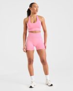 Empower Seamless Halterneck Crop Top - Baby Pink - Image 3