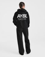 AYBL Sports Club Oversized Straight Leg Joggers - Black/White - Image 4