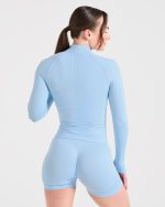 Empower Seamless Full Zip Jacket - Sky Blue - Image 2