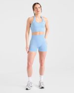 Empower Seamless Halterneck Crop Top - Sky Blue - Image 3