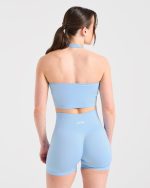 Empower Seamless Halterneck Crop Top - Sky Blue - Image 2