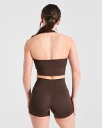 Staple Halterneck Crop Top - Brown - Image 2