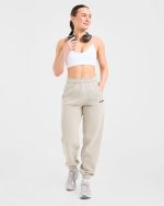 Retro Embroidered Oversized Joggers - Taupe Grey - Image 7
