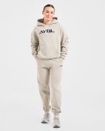 Retro Embroidered Oversized Hoodie - Taupe Grey - Image 3