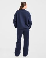 Varsity 2.0 Oversized Straight Leg Joggers - Navy - Image 4
