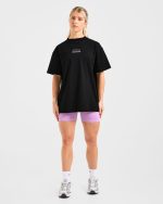 Athletics Track Oversized T Shirt - Black/Pink - Image 3