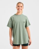 Body Achieve Mind Believe Oversized T Shirt - Green - Image 2