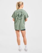 Body Achieve Mind Believe Oversized T Shirt - Green - Image 4