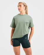 Body Achieve Mind Believe Oversized T Shirt - Green - Image 7