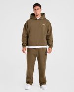 Essential Oversized Straight Leg Joggers- Olive Green - Image 3