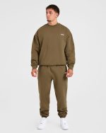 Essential Oversized Joggers- Olive Green - Image 3