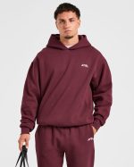 Essential Oversized Hoodie - Burgundy Red - Image 7