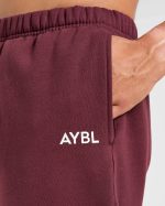 Essential Oversized Joggers- Burgundy Red - Image 5