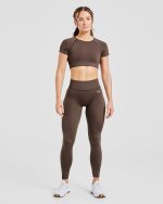 Adapt Seamless Crop Top - Brown - Image 3
