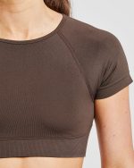 Adapt Seamless Crop Top - Brown - Image 5