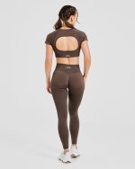 Adapt Seamless Crop Top - Brown - Image 4