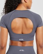 Adapt Seamless Crop Top - Slate - Image 6