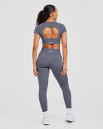 Adapt Seamless Crop Top - Slate - Image 4