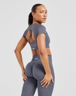 Adapt Seamless Crop Top - Slate - Image 7