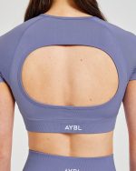 Adapt Seamless Crop Top - Iris Blue - Image 6