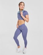 Adapt Seamless Crop Top - Iris Blue - Image 7