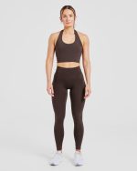 Staple Halterneck Crop Top - Coffee Brown - Image 3