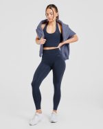 Staple Halterneck Crop Top - Navy - Image 8