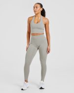 Staple Halterneck Crop Top - Washed Olive - Image 3