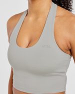 Staple Halterneck Crop Top - Washed Olive - Image 5