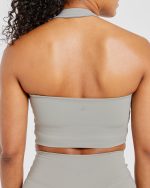 Staple Halterneck Crop Top - Washed Olive - Image 6