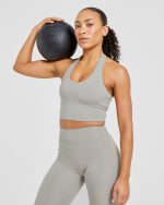 Staple Halterneck Crop Top - Washed Olive - Image 8