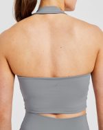 Staple Halterneck Crop Top - Grey - Image 6