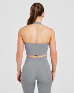 Staple Halterneck Crop Top - Grey - Image 2