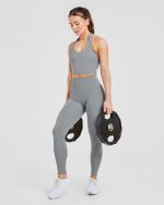 Staple Halterneck Crop Top - Grey - Image 8